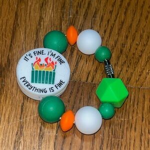 New  sarcastic Dumpster Fire silicone Beaded Tumbler cup handle charm Bracelet